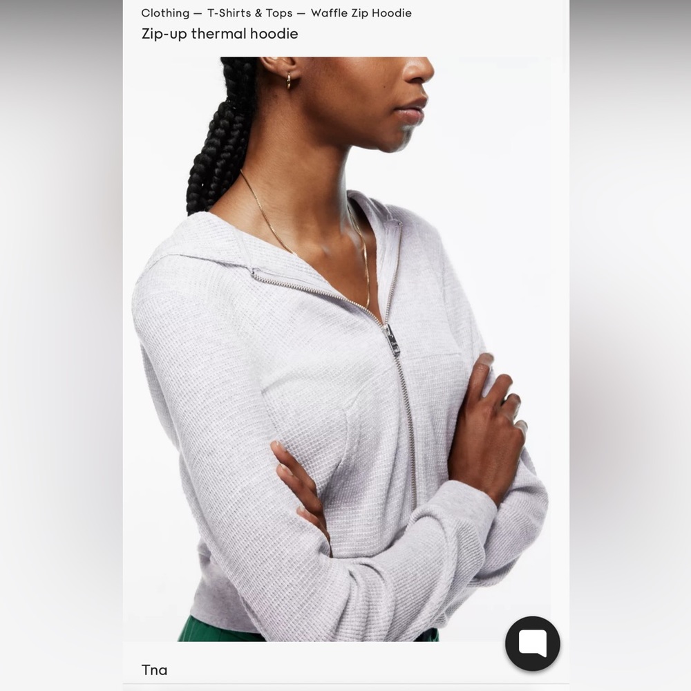 TNA Waffle Zip Hoodie in Heather Chrome (Zip-Up Thermal Hoodie) - Aritzia - Picture 2 of 11